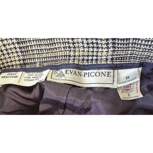 Vintage Evan Picone Pants Womens Size 8 Black & White Plaid High Waist Checkered - Picture 5 of 7